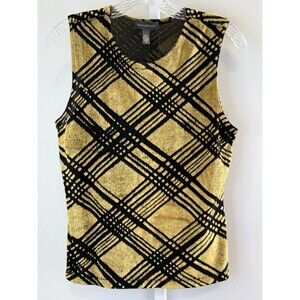 Vintage Banana Republic Gold Black Knit Tank Top | Made in Israel | M